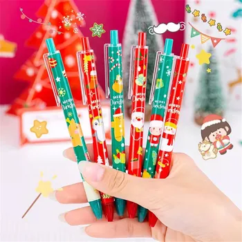 1buc Crăciun Creioane de Desene animate Drăguț Moș Crăciun Pom de oameni de Zăpadă Elan Kawaii Apăsați Pen 0.5 mm Gel Pixuri Copii Elevii de Papetarie Cadouri
