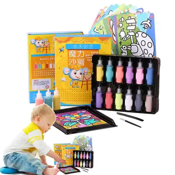 Pictura Nisip Ambarcațiuni Kit Pitoresc Nisip Kituri De 12 Sticle Colorate Cu Nisip Pictura Arta Carduri KidsSand Art Kituri Pentru Nunta