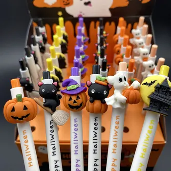 36Pcs Student Halloween Pixuri cu gel Cadou Drăguț Silicon Dovleac Pisica Fantoma Apăsați Pix cu Gel Negru Semnătura Pixuri