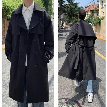 EOENKKY/ stil coreean Toamna Masculin Trenci ofițeresc Streetwear Canadiană Oameni de Afaceri Solid Liber Casual Palton Lung