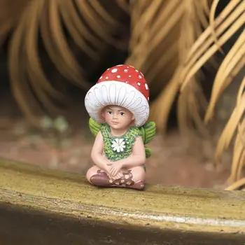 Desene Animate Cu Ciuperci Elf Statuie Băiat Drăguț Pitic De Grădină În Aer Liber De Decorare Rasina De Artizanat Decor